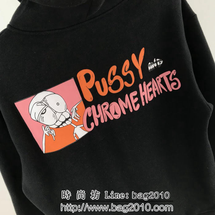 Chrome hearts 克羅心 18ss秋冬新款 梵文印花圖案 加絨加厚連帽衛衣 情侶款 ydi1295